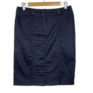 DALIA COLLECTION Y2K Stretch Denim-Look Pencil Skirt, Dark Navy, Size 6